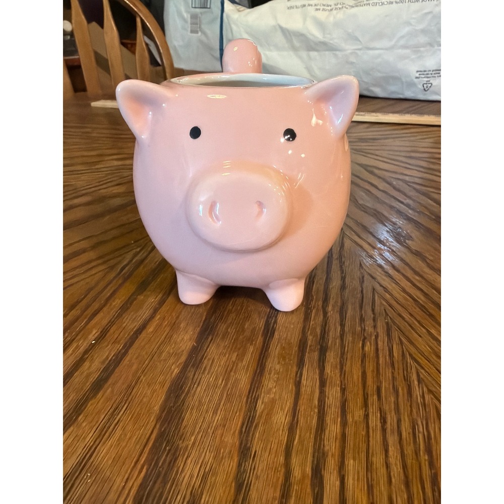 Pink Pig Ceramic Coffee Mug Novelty Animal Piggy Tail Handle Glossy Cup